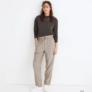 Madewell Paperbag Tapered Pants in Glen Plaid
